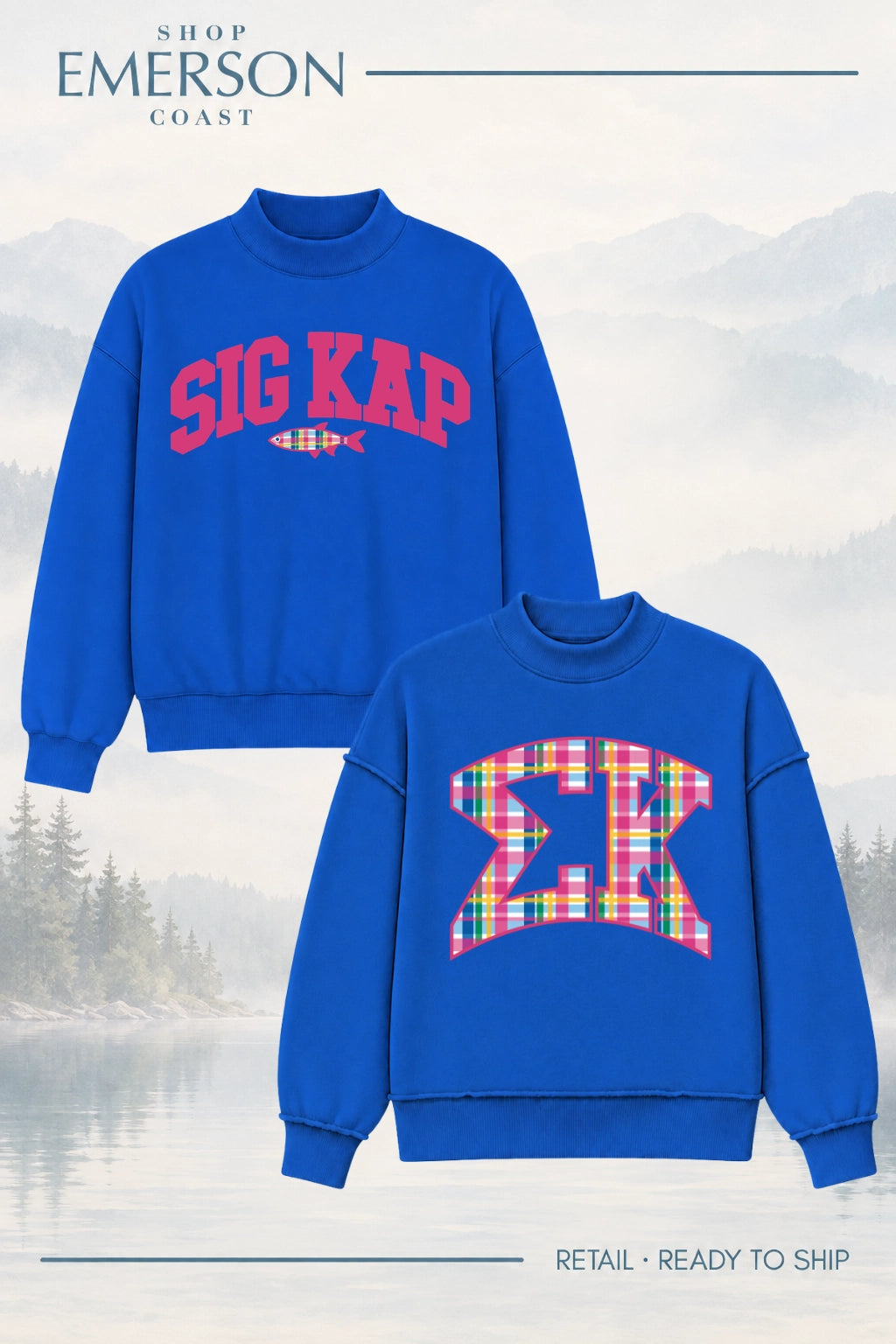 Sigma Kappa Blue Lakeside Reversible Mockneck