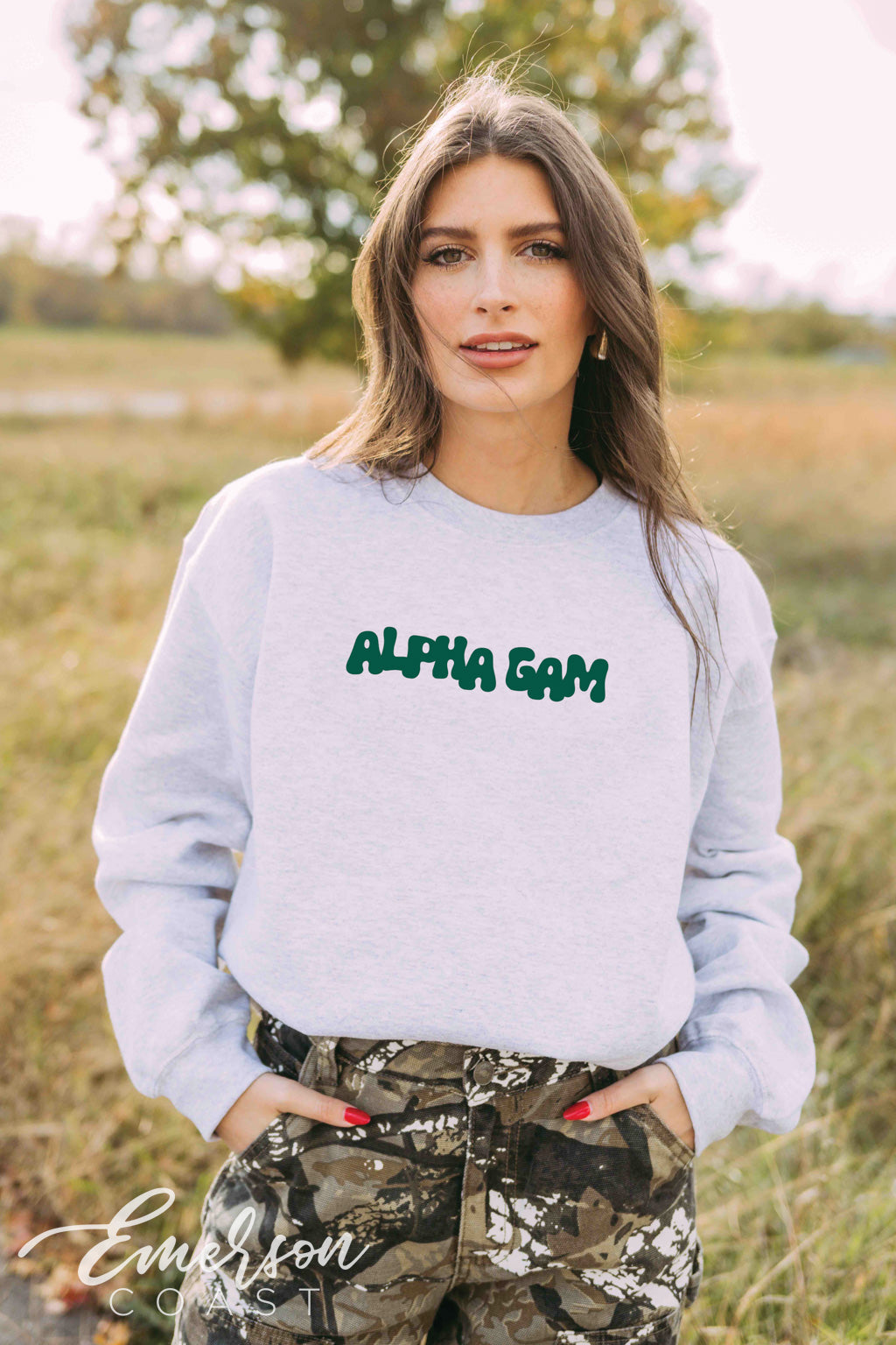 Alpha Gamma Delta It's Giving Outdoors Crewneck