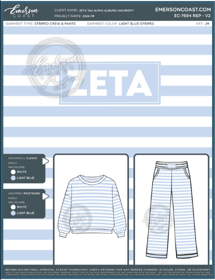 EC-7694 REP Zeta Tau Alpha Auburn University Stripe Set 2025-PR