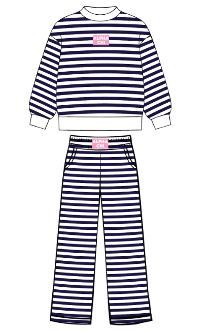 EC-8345 REP Alpha Chi Omega University of Texas at Tyler Striped Set 2025-PR