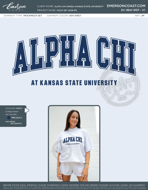 EC-9841 REP Alpha Chi Omega Kansas State University Mock Set 2026-PR - FOR SHORTS