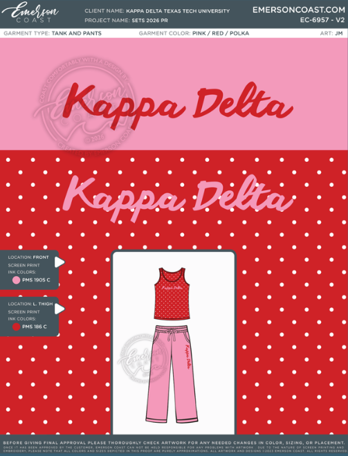 EC-9687 Kappa Delta Texas Tech University Sets 2026 PR - for sweatpants