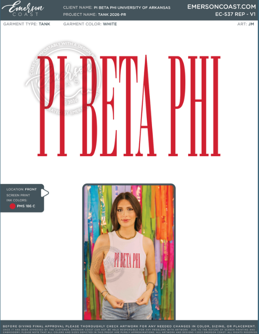 EC-537 REP Pi Beta Phi University of Arkansas Tank 2026-PR