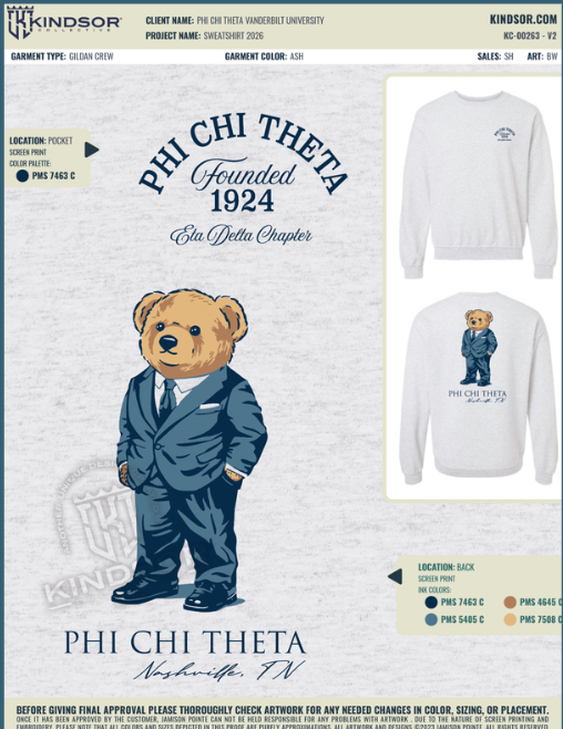 KC-00263 NEW Phi Chi Theta Vanderbilt University Bear 2026 PR
