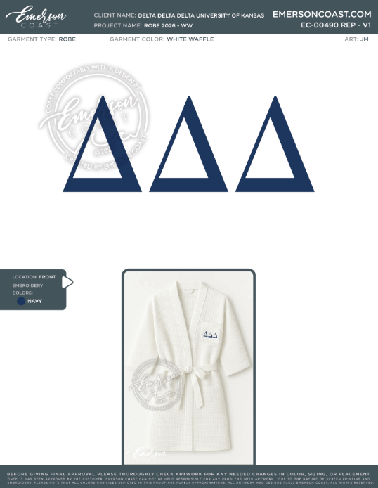 EC-00490 REP Delta Delta Delta University of Kansas Robe 2026