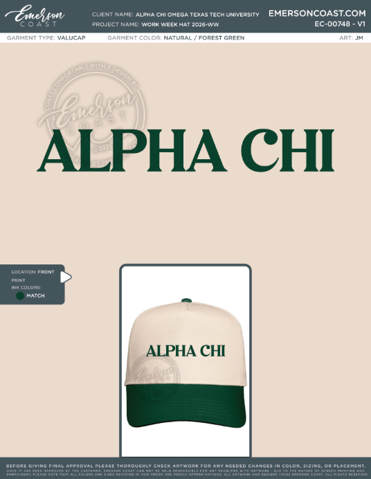 EC-00748 Alpha Chi Omega Texas Tech University work week hat 2026-WW