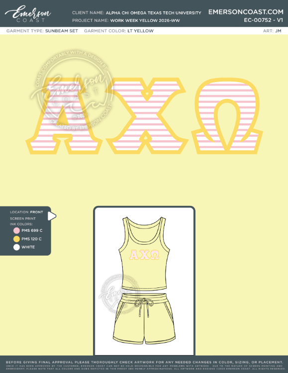 EC-00752 Alpha Chi Omega Texas Tech University work week yellow 2026-WW