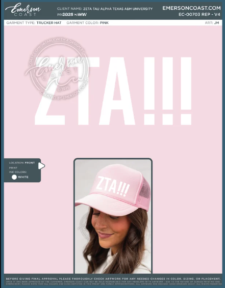 EC-00703 Zeta Tau Alpha Texas A&M University Hat 2026-WW