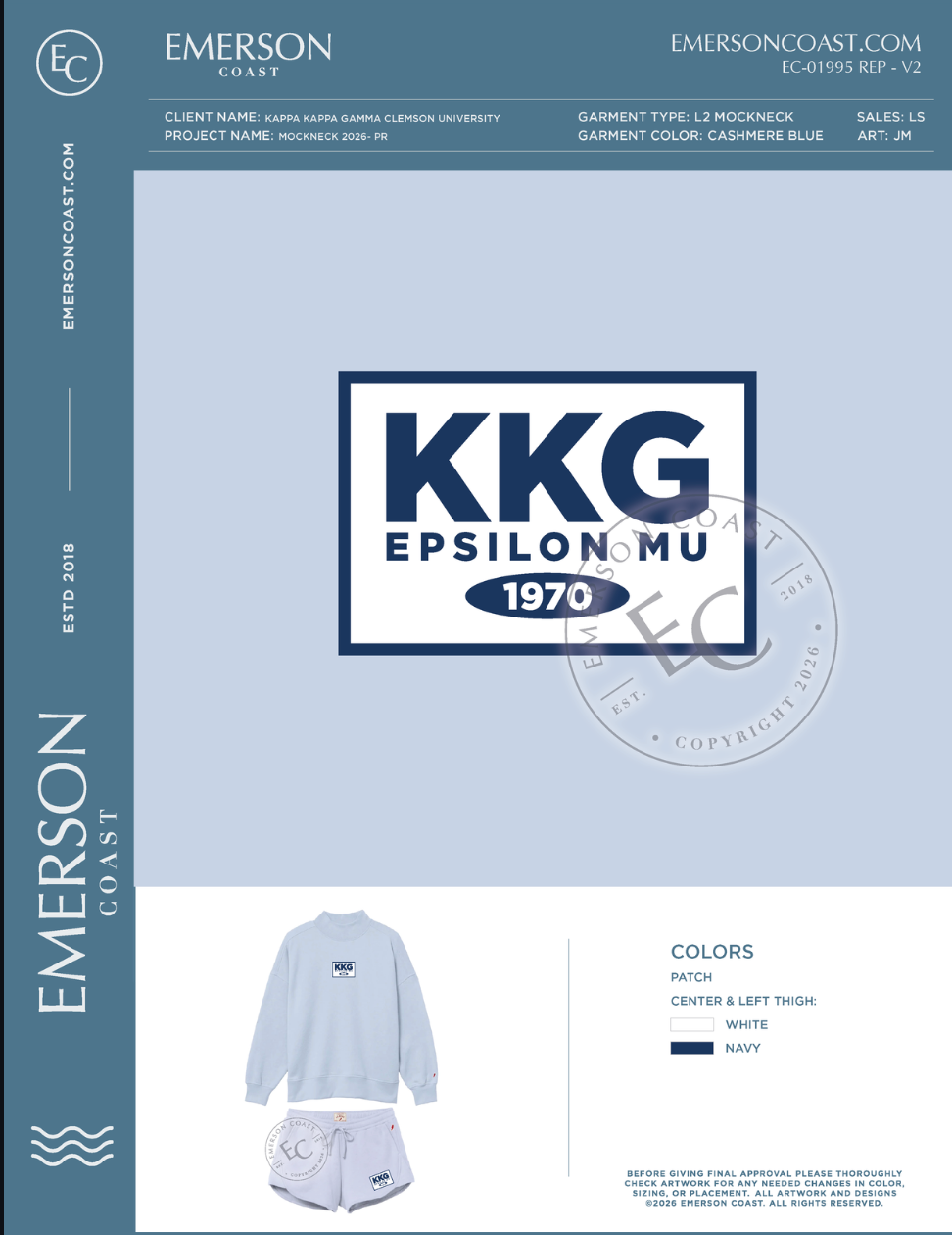 EC-01995 REP Kappa Kappa Gamma Clemson University Patchwork Mockneck 2026- PR - MOCKNECK ONLY