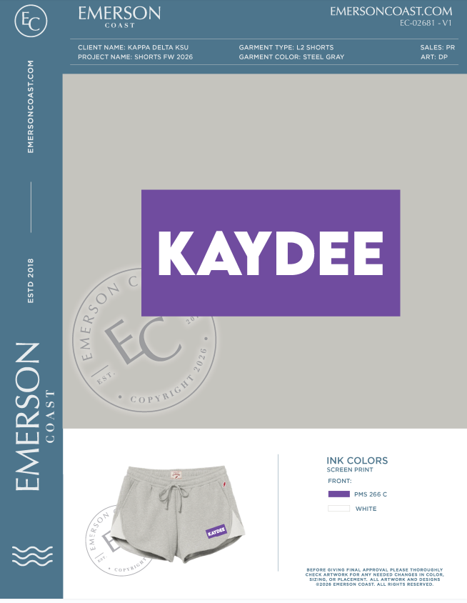 EC-02681 REP Kappa Delta Kansas State University SHORTS FW 2026-FW