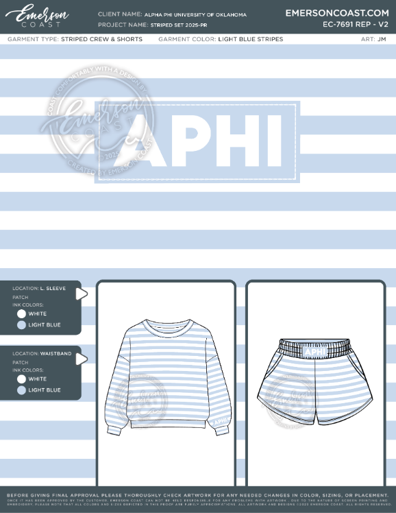 EC-7691 REP Alpha Phi University of Oklahoma Striped Set 2025-PR