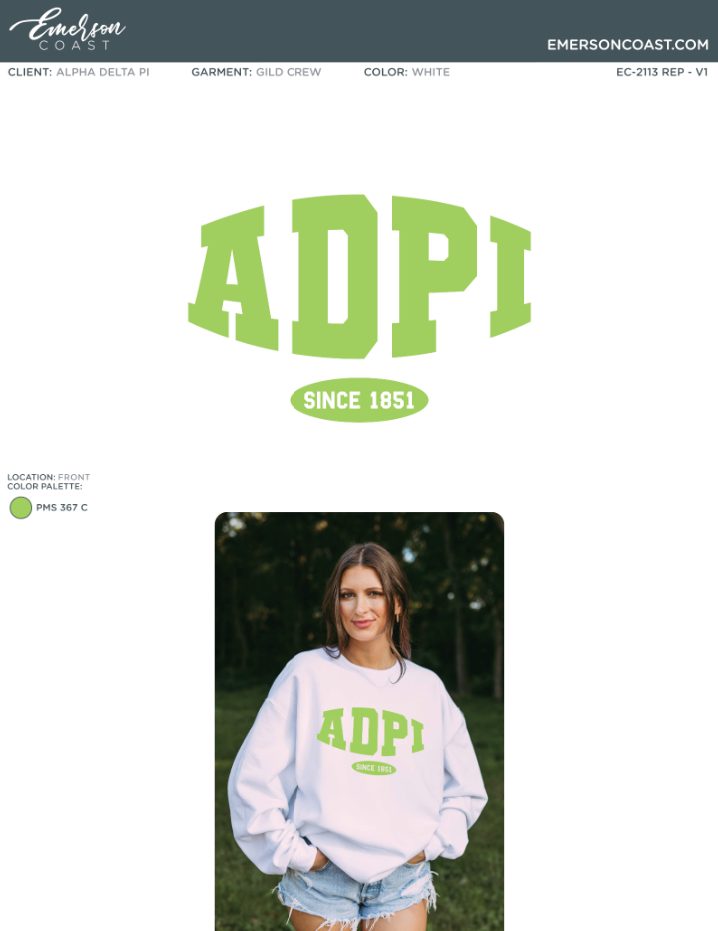 EC-2113 REP Alpha Delta Pi Clemson University Crewneck PR 2024-PR