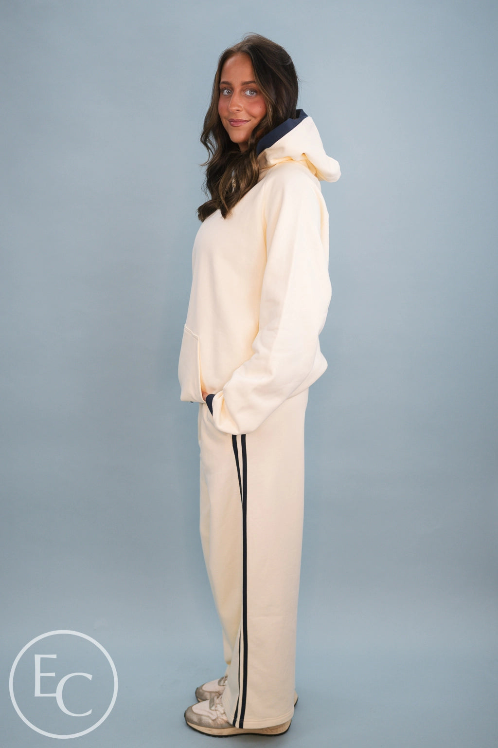 Emerson Coast Sideline Raglan Hoodie & Double-Stripe Wide Leg Pants