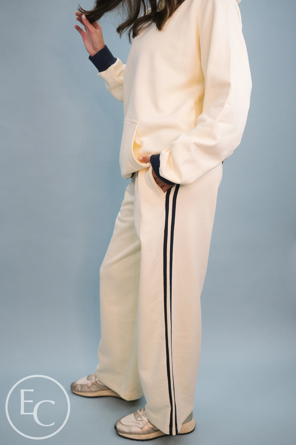 Emerson Coast Sideline Raglan Hoodie & Double-Stripe Wide Leg Pants