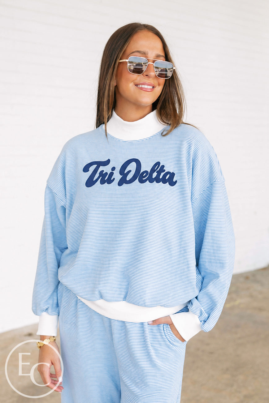 Tri Delta Blue White Mockneck Set