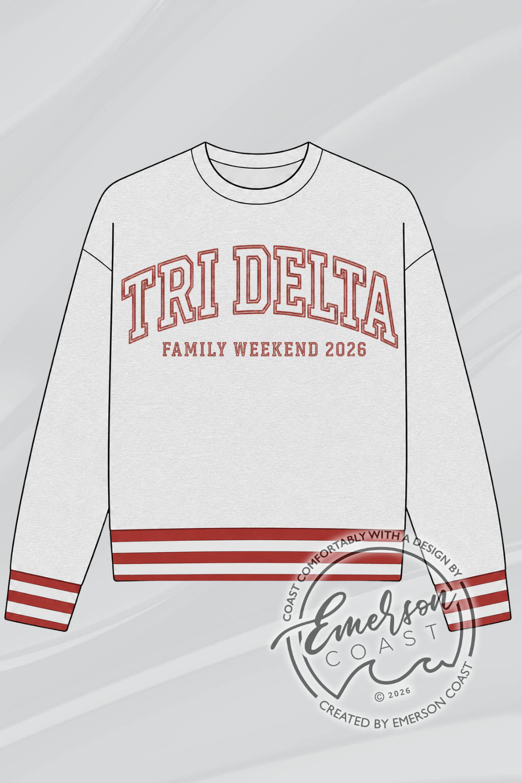 Tri Delta Grey Family Weekend Varsity Crewneck