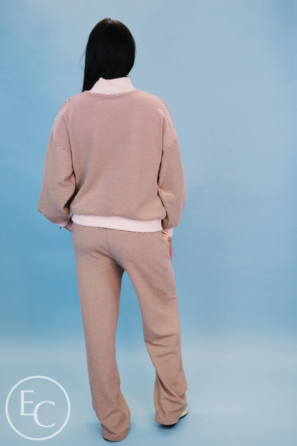Emerson Coast Tan/Cream Striped Mockneck and Pants Set