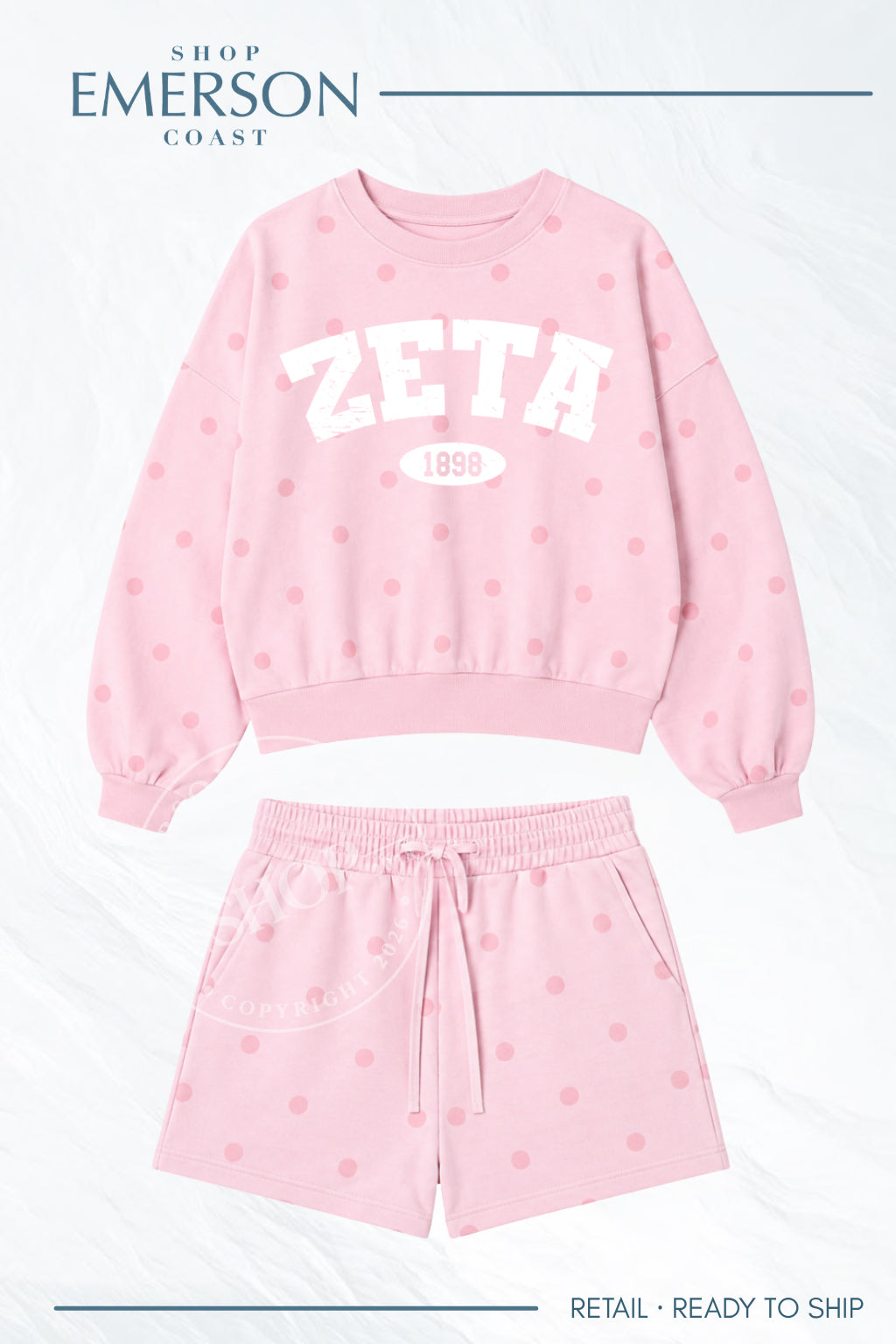 Zeta Varsity Pink Polka Dot Patch Set