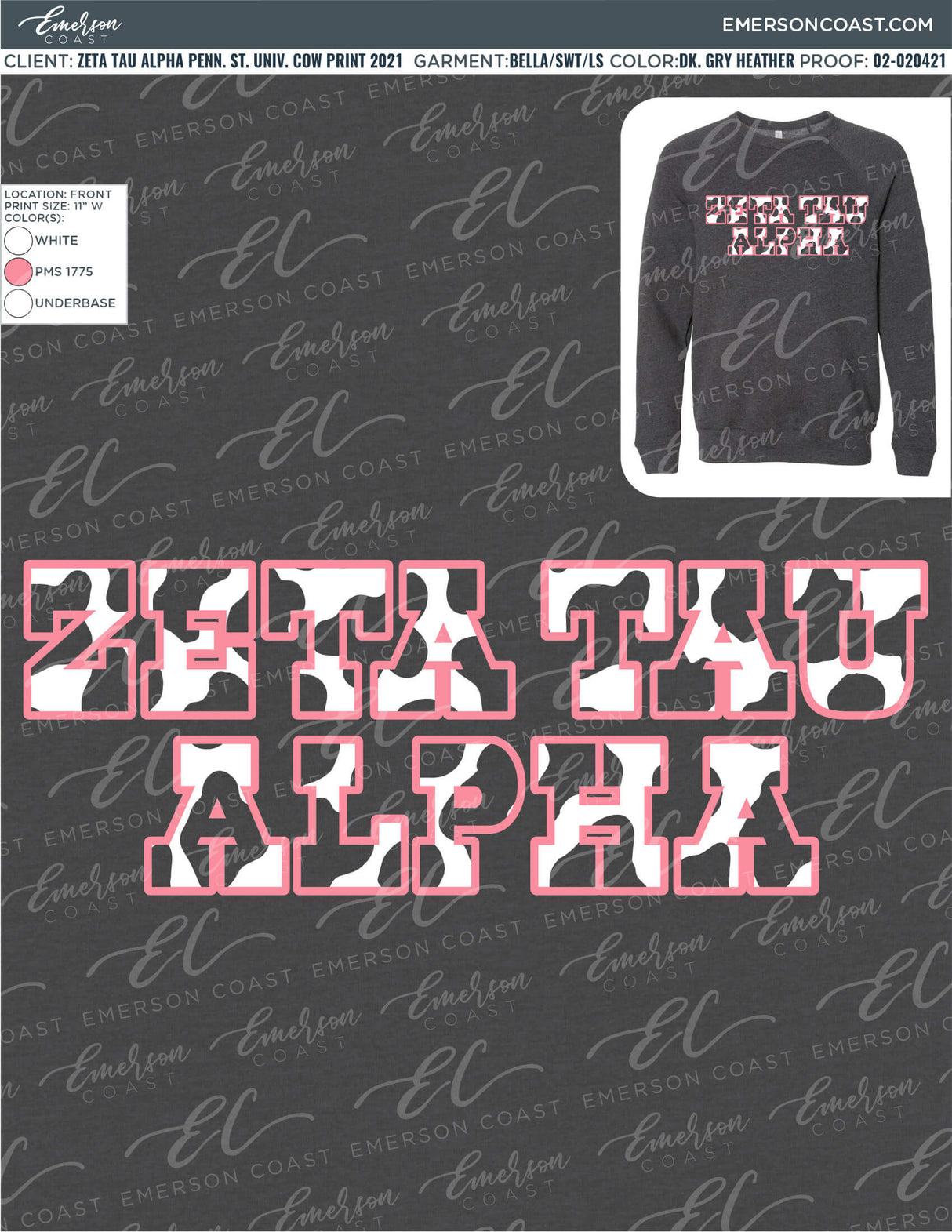 02-020421 Zeta Tau Alpha Pennsylvania State University Cow Print 2021