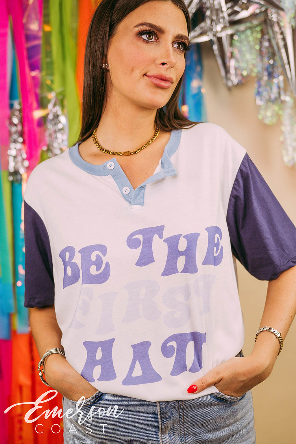 ADPi Be the First Short Sleeve Henley