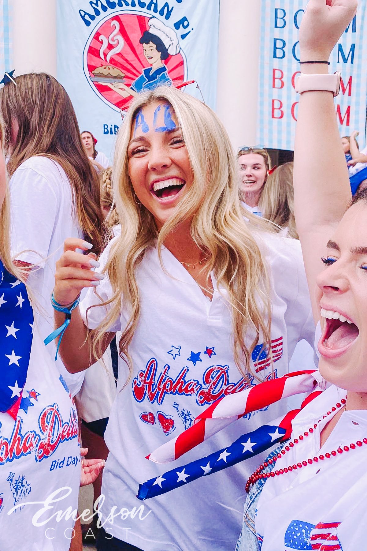 Alpha Delta Pi Bid Day American Themed Henley Tee