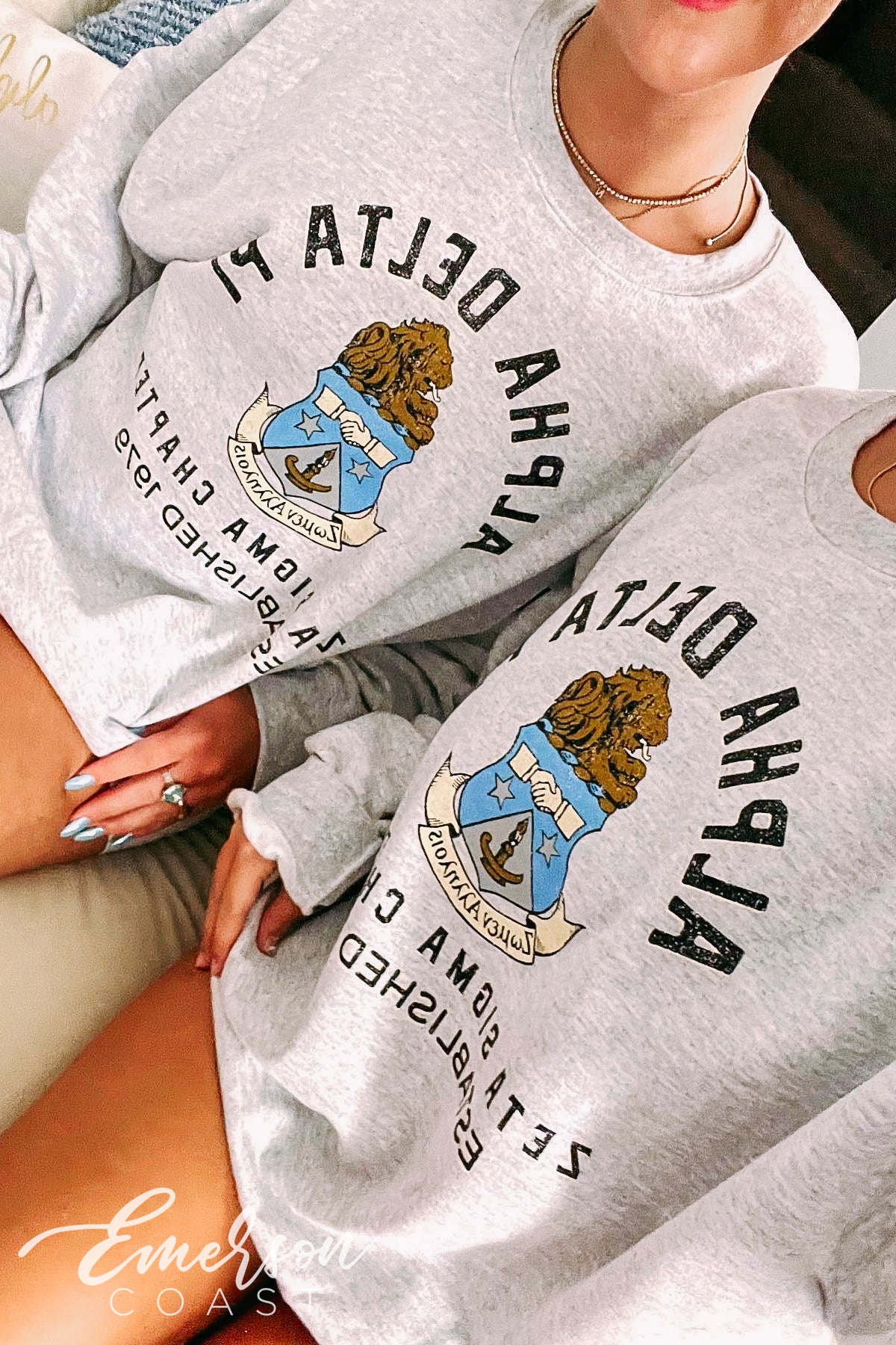 Alpha Delta Pi Crest Ribbed Tank & Crewneck