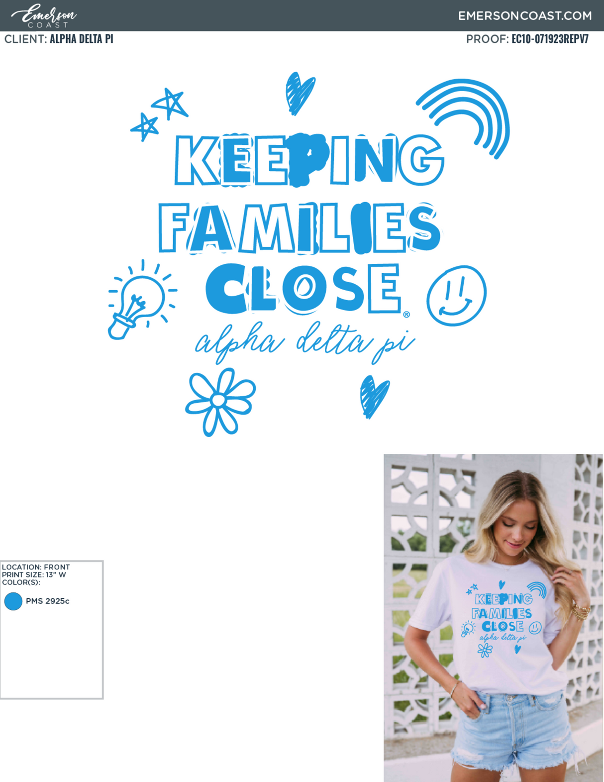Alpha Delta Pi Keeping Families Close Doodle Tee