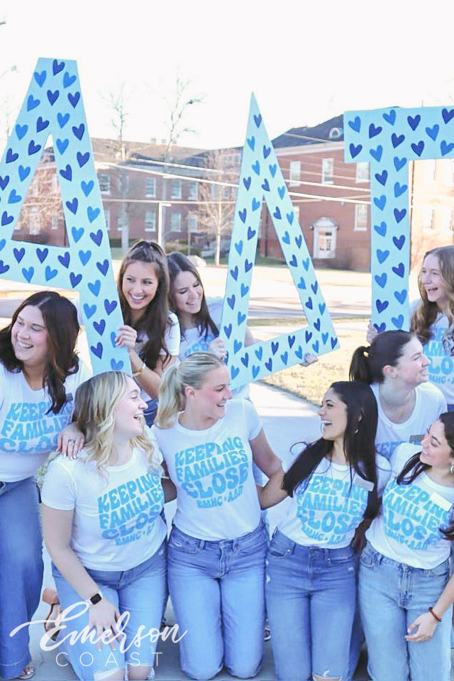 Alpha Delta Pi Keeping Families Close Bubble Font Tshirt