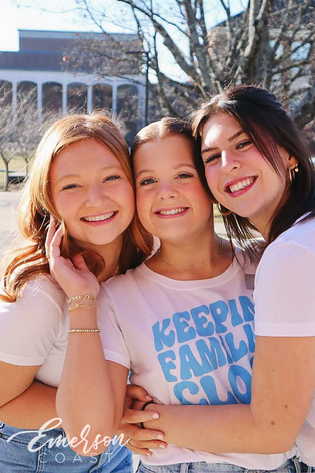 Alpha Delta Pi Keeping Families Close Bubble Font Tshirt