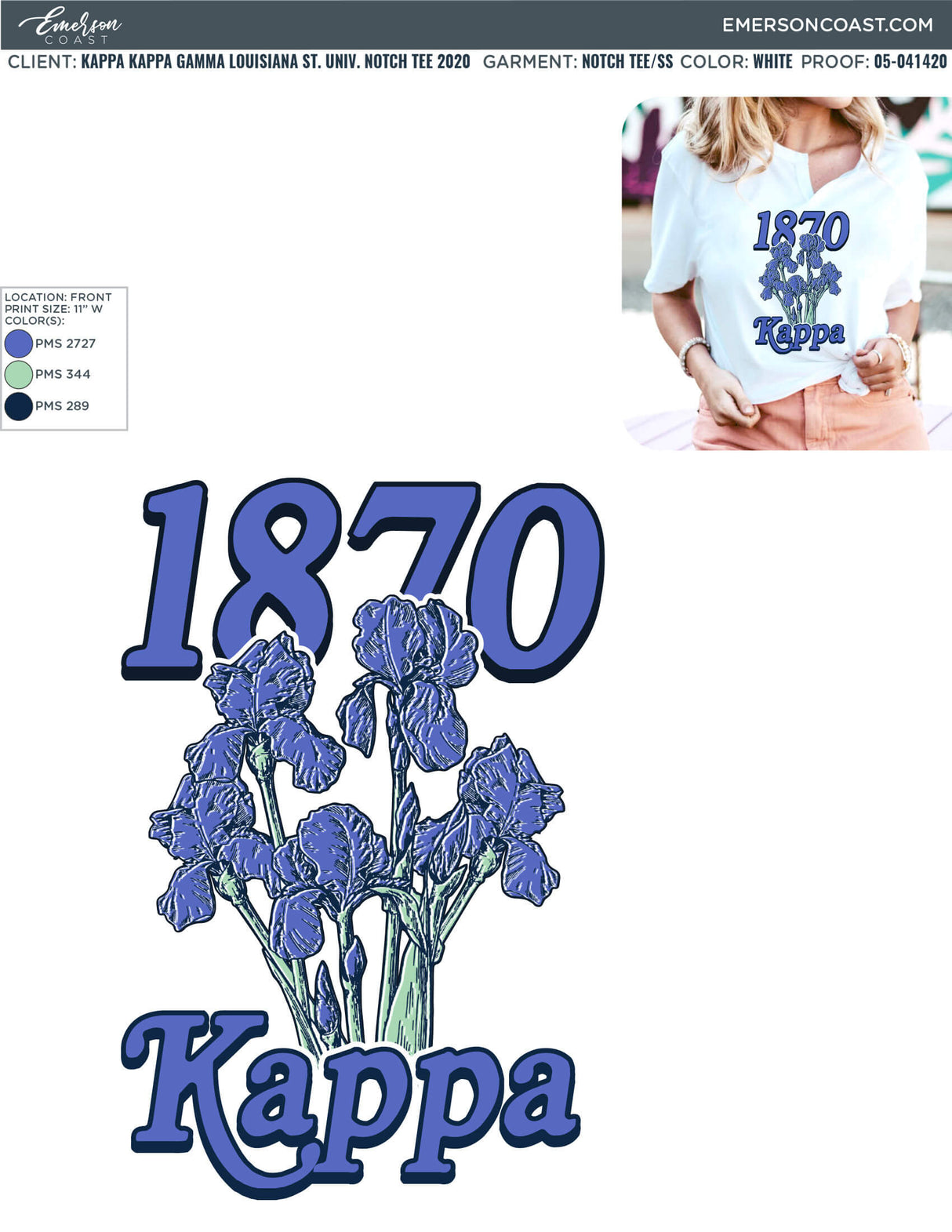 05-041420 Kappa Kappa Gamma Louisiana State University Notch Tee 2020 3