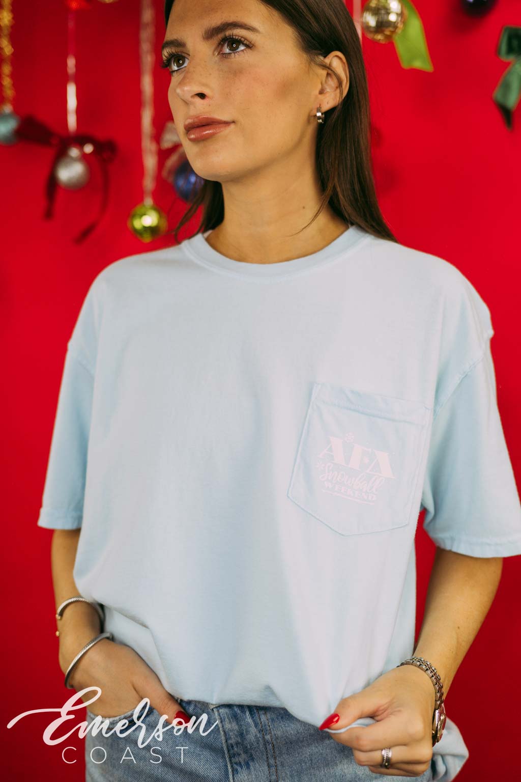 Alpha Gamma Delta Snowball Weekend Pocket Tee