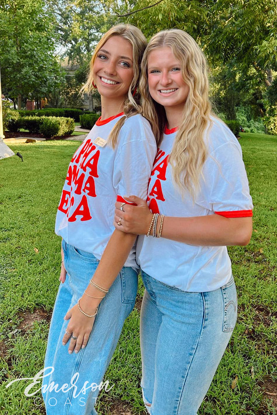 Alpha Gamma Delta Red Ringer Tee