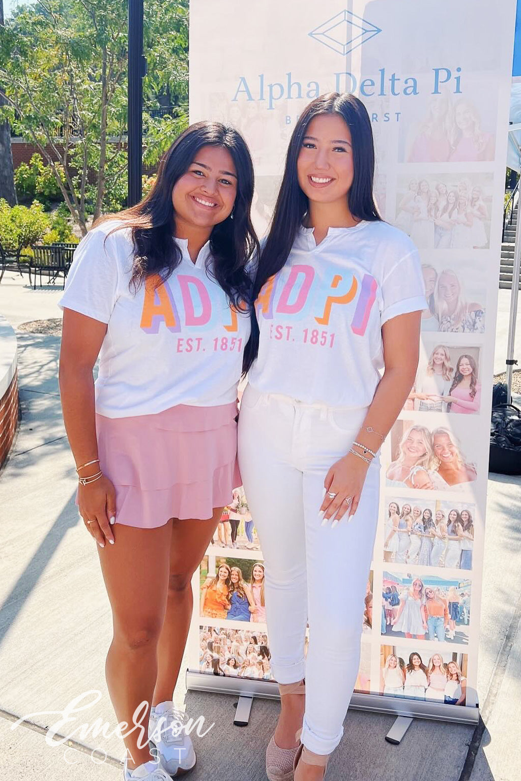 Alpha Delta Pi East Tennessee State University Recruitment Colorful Notch Tee