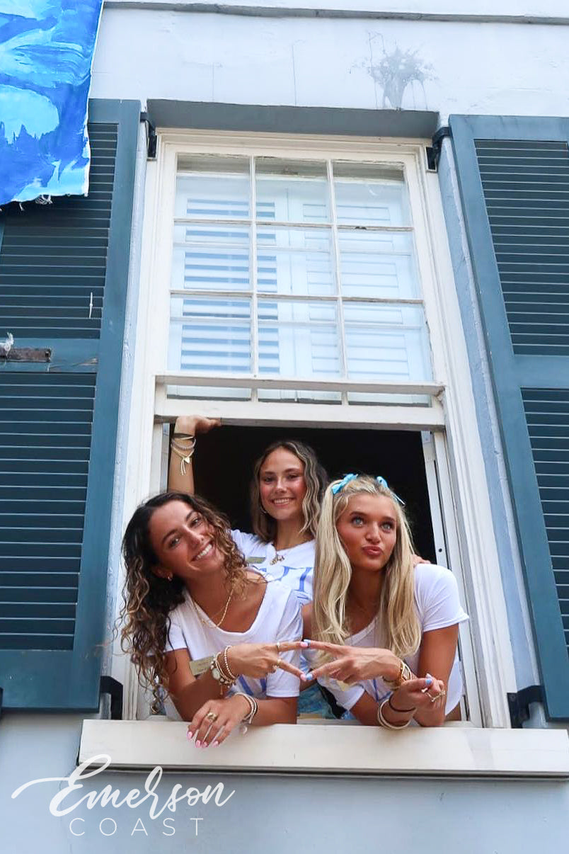 Alpha Delta Pi College of Charleston White Boxy Recruitment Tee