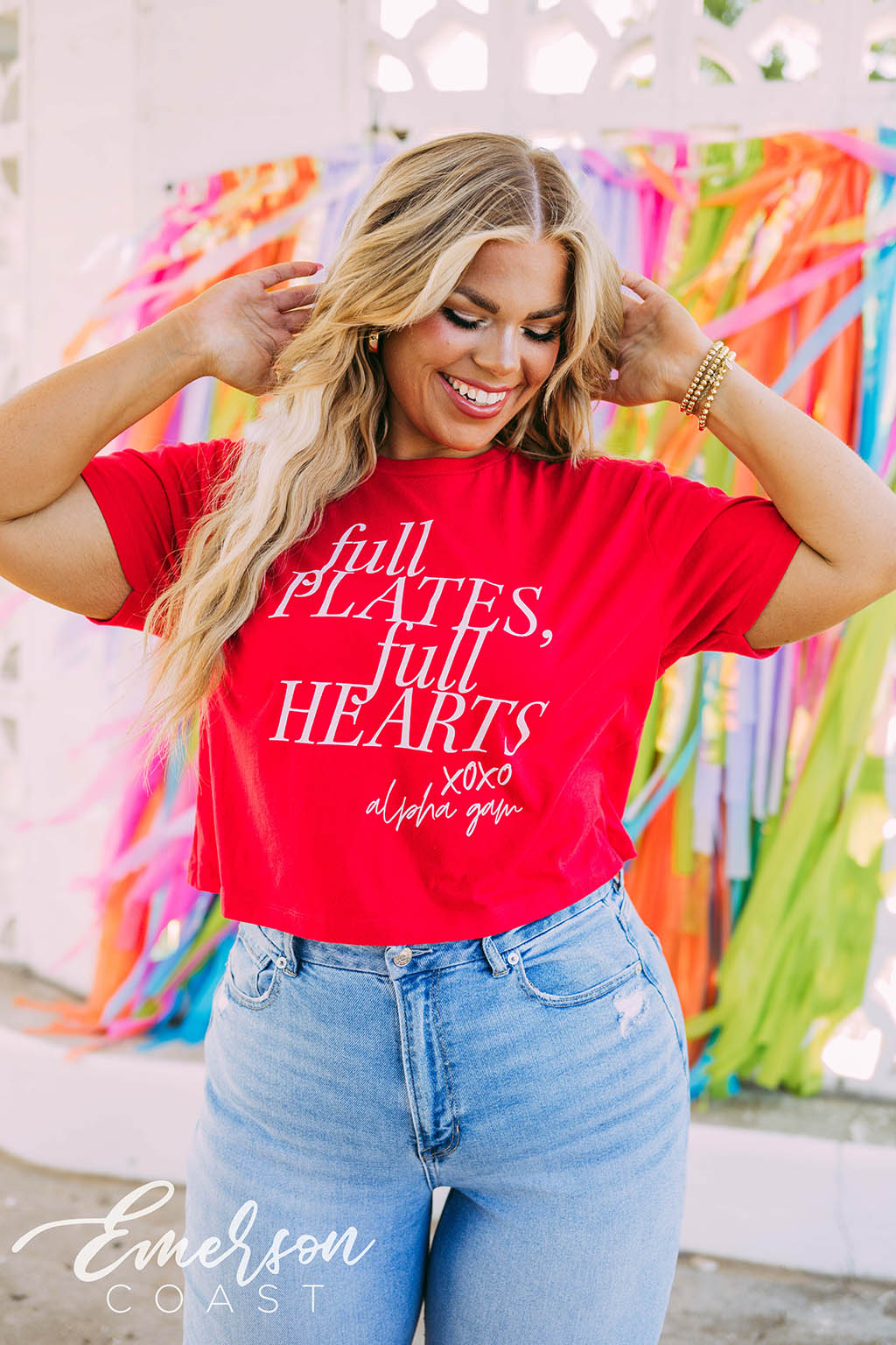 Alpha Gamma Delta Full Plates Full Hearts XOXO Tee