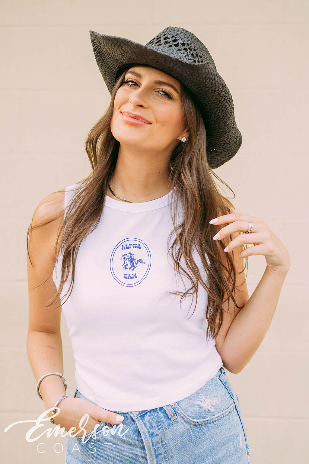 Alpha Gamma Delta Cowgirl Ribbed Baby Tank