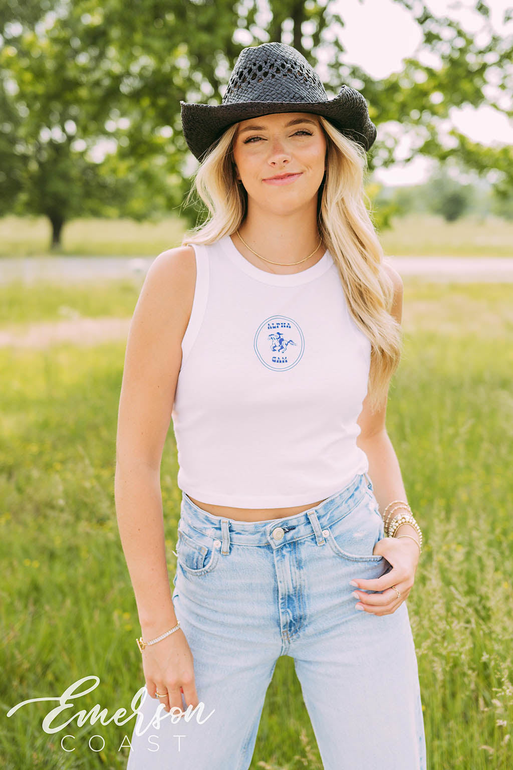 Alpha Gamma Delta Cowgirl Ribbed Baby Tank