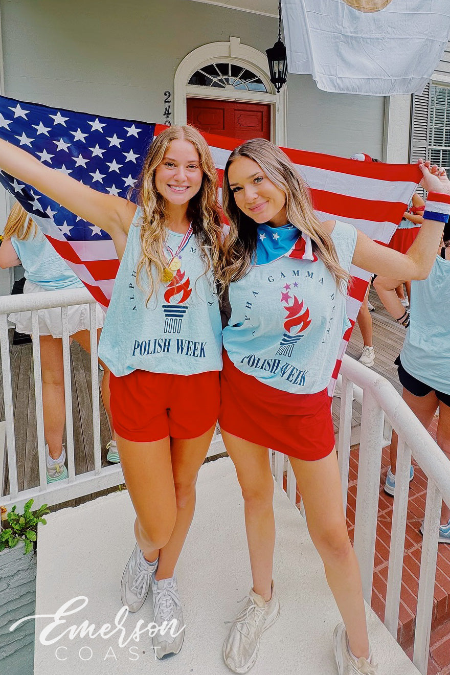 Alpha Gamma Delta Georgia College and State University Going For Gold Polish Week Tank