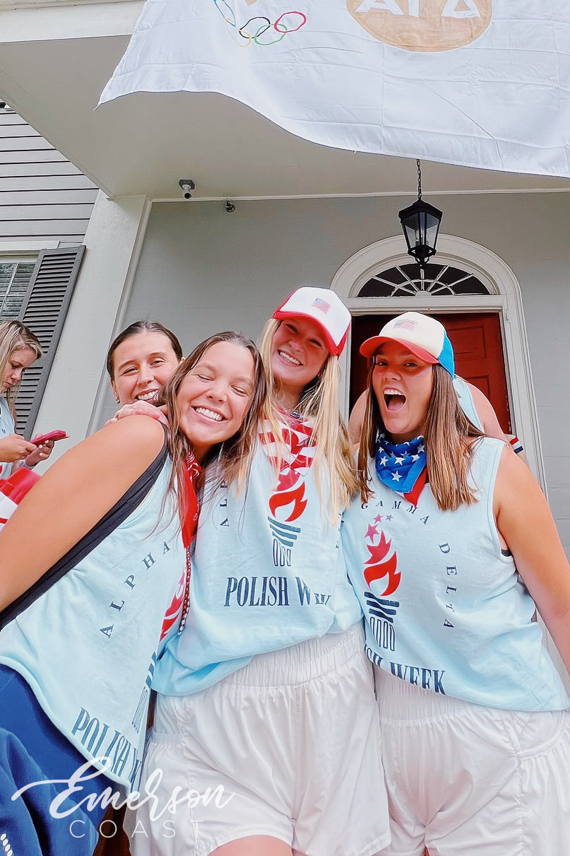Alpha Gamma Delta Georgia College and State University Going For Gold Polish Week Tank
