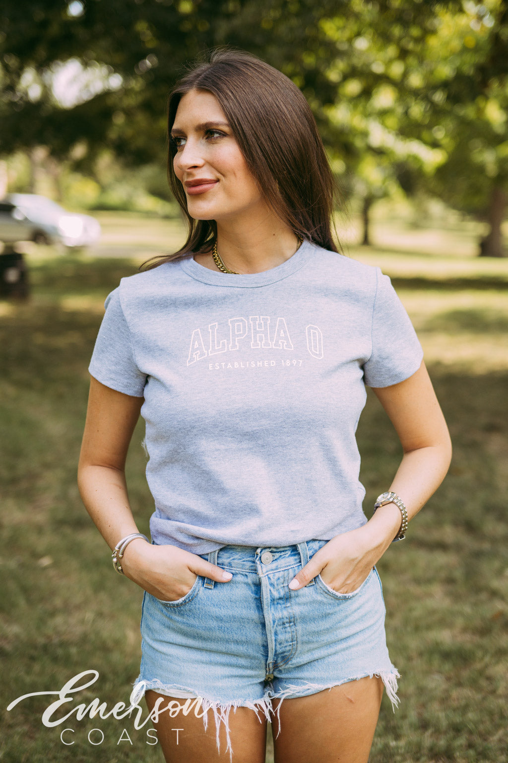 Alpha O Gray Baby Tee