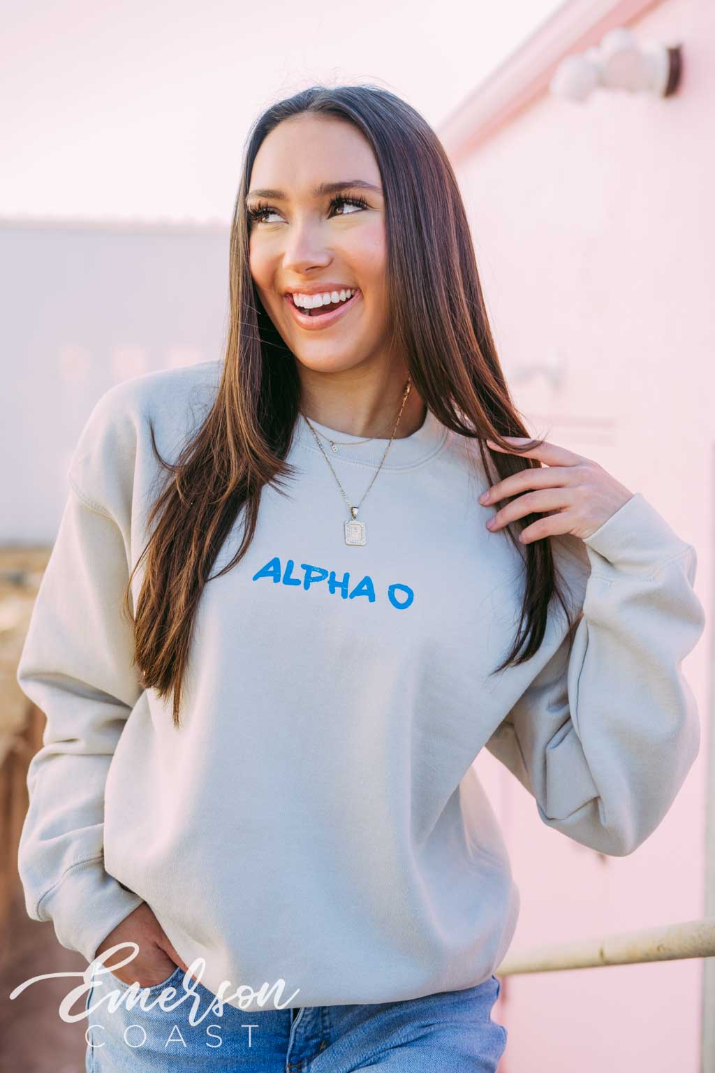 Alpha O Guest Check Crewneck