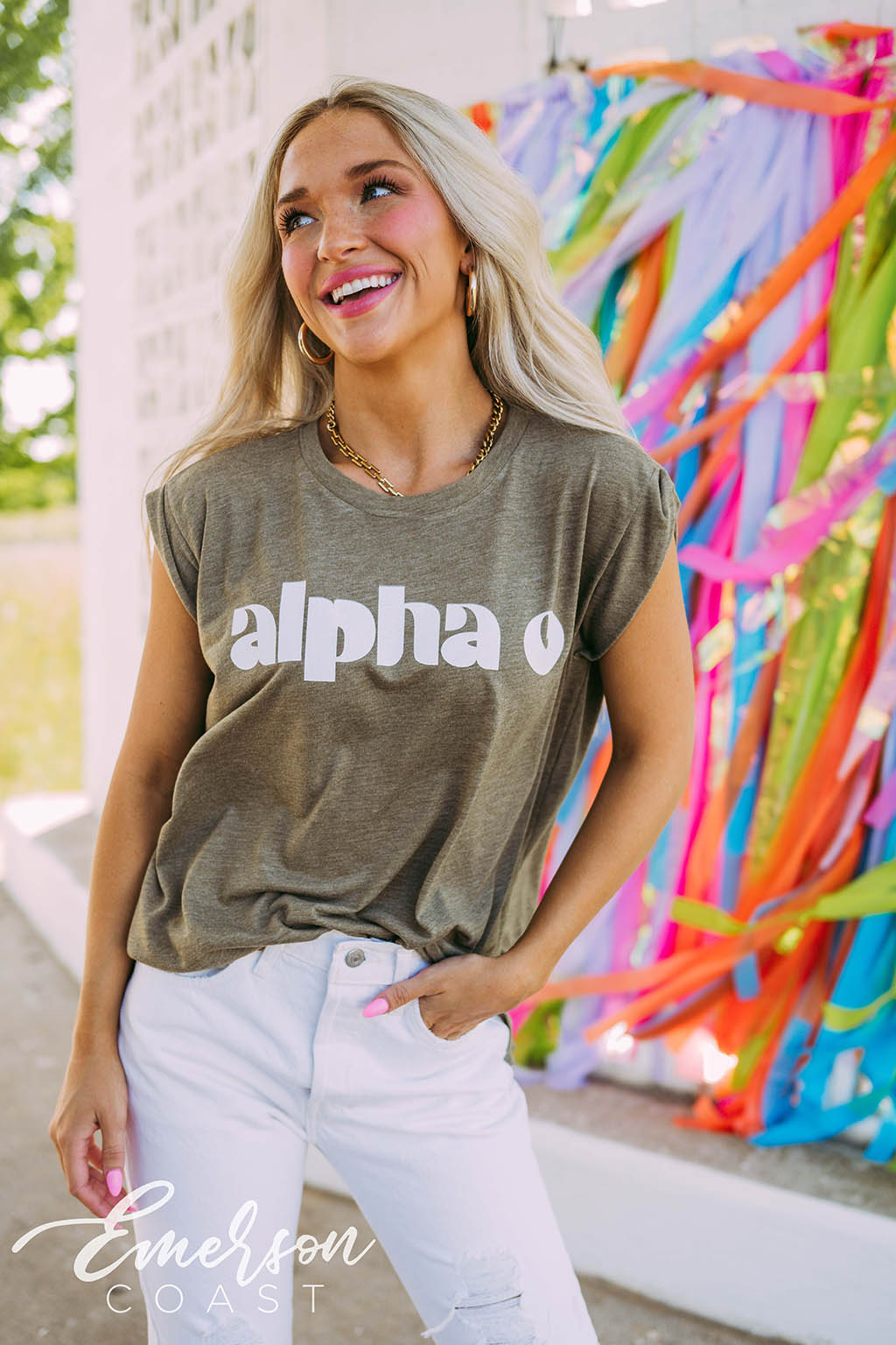 Alpha O Rolled Cuff Tee