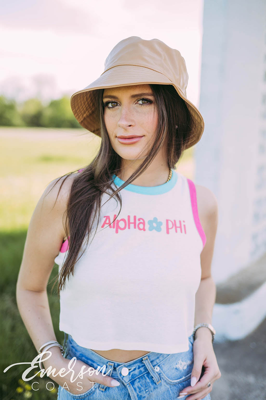 Alpha Phi Flower Colorblock Tank