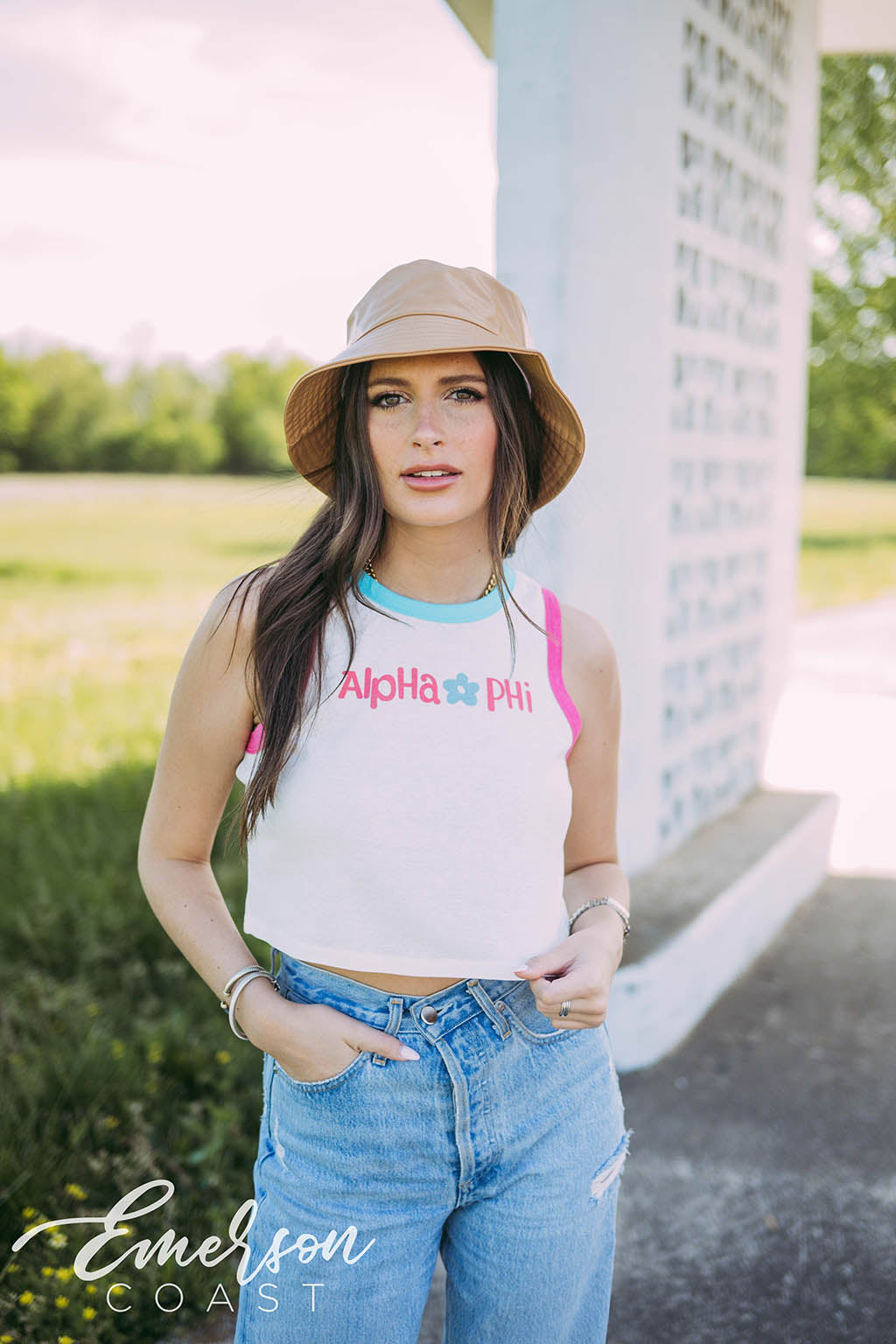 Alpha Phi Flower Colorblock Tank