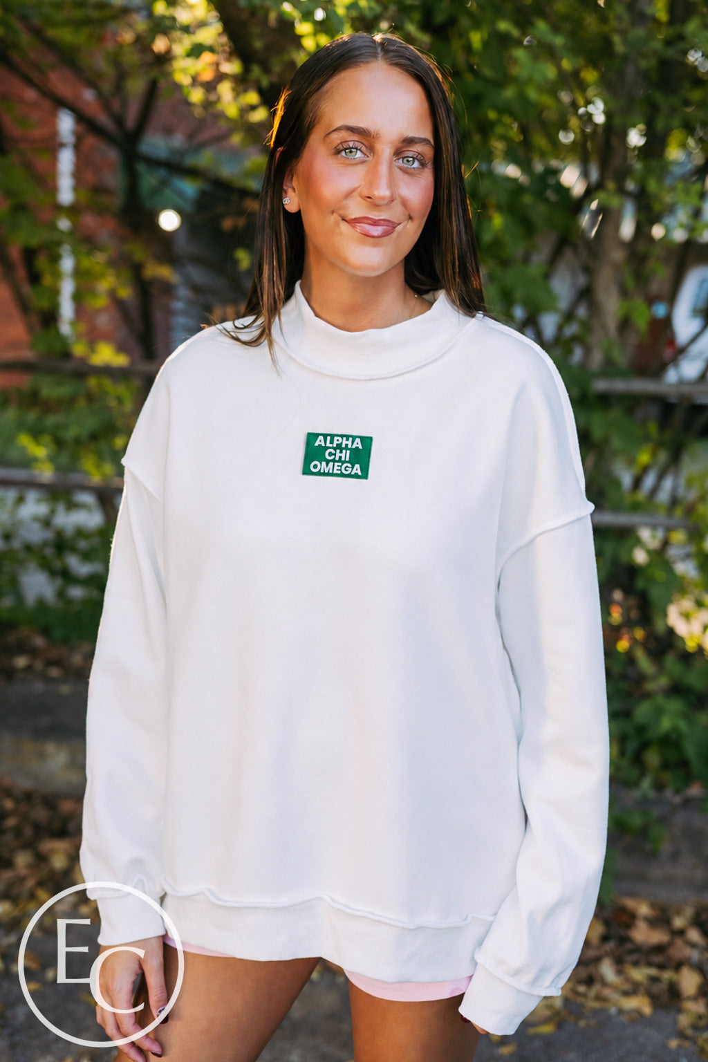 Alpha Chi Omega Patch Mockneck