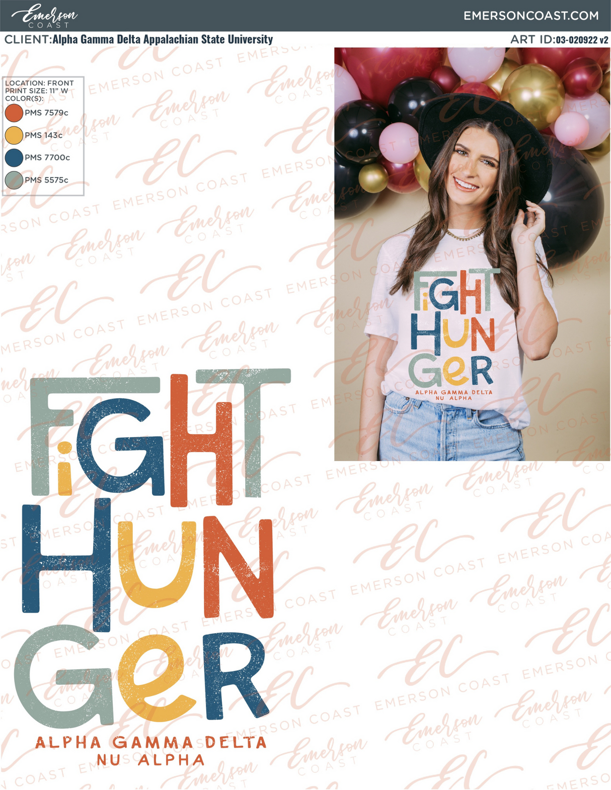 Alpha Gamma Delta Fight Hunger Slub Tshirt