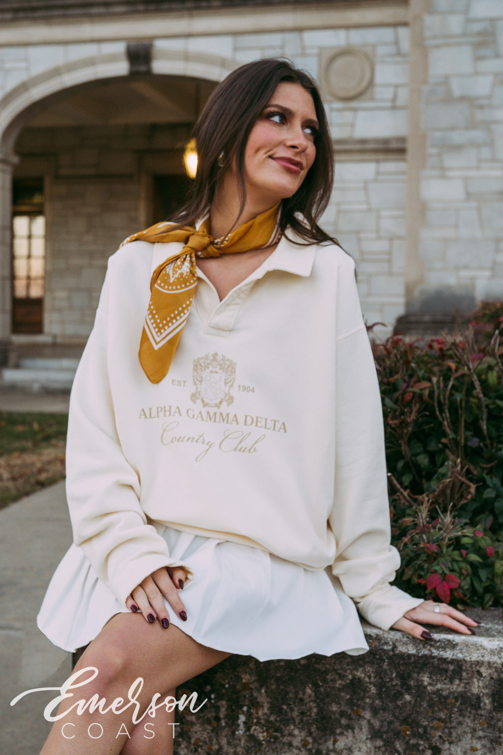Alpha Gamma Delta Country Club Collared Crew