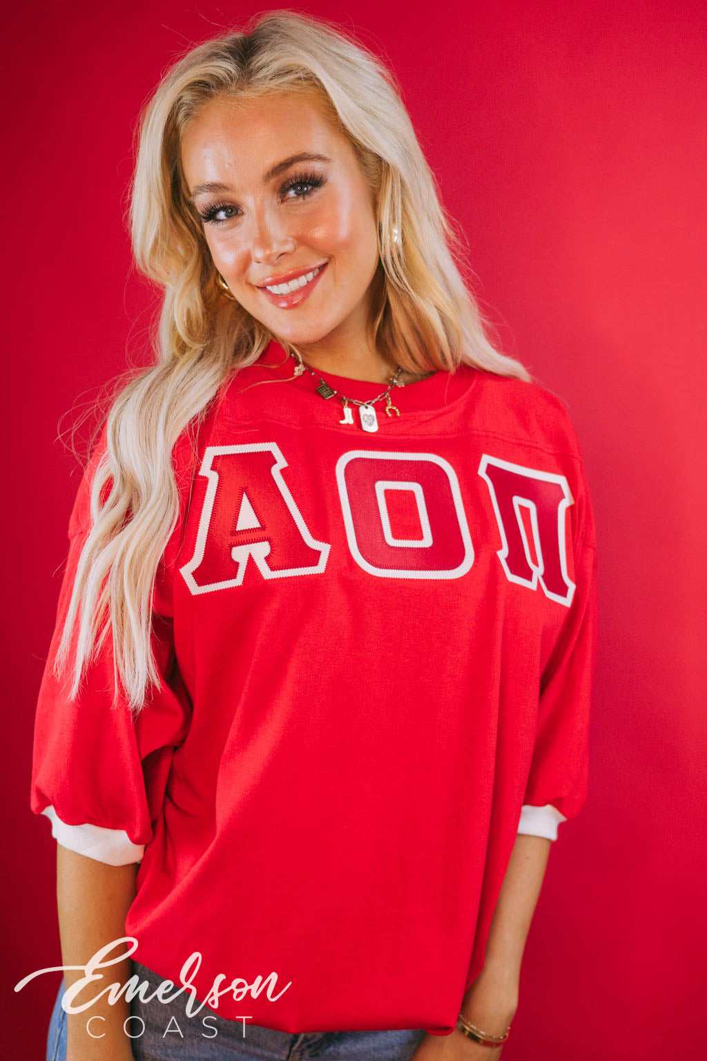Alpha Omicron Pi Red Greek Letter Jersey