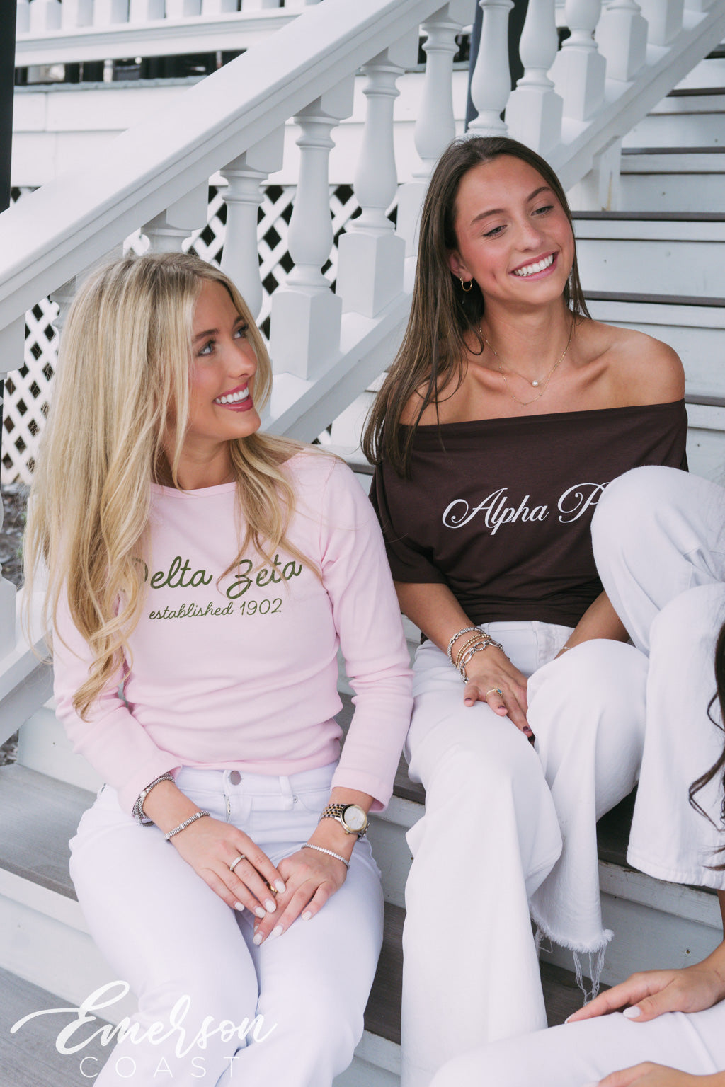Delta Zeta Baby Pink Boatneck Long Sleeve