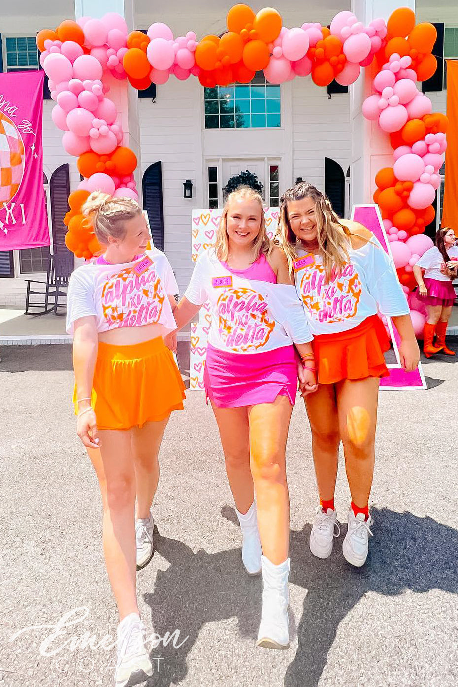 Alpha Xi Delta Pink Orange Disco Bid Day Tee